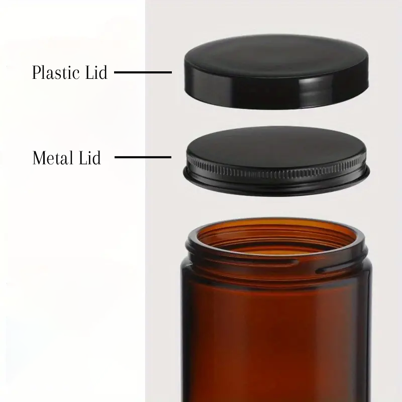 Amber Glass Jars with Lid - Size 8 oz - Set of 8 Pieces